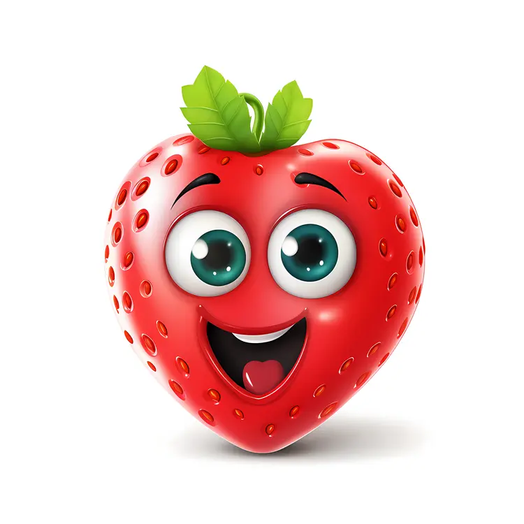 Cute Red Strawberry with Happy Face