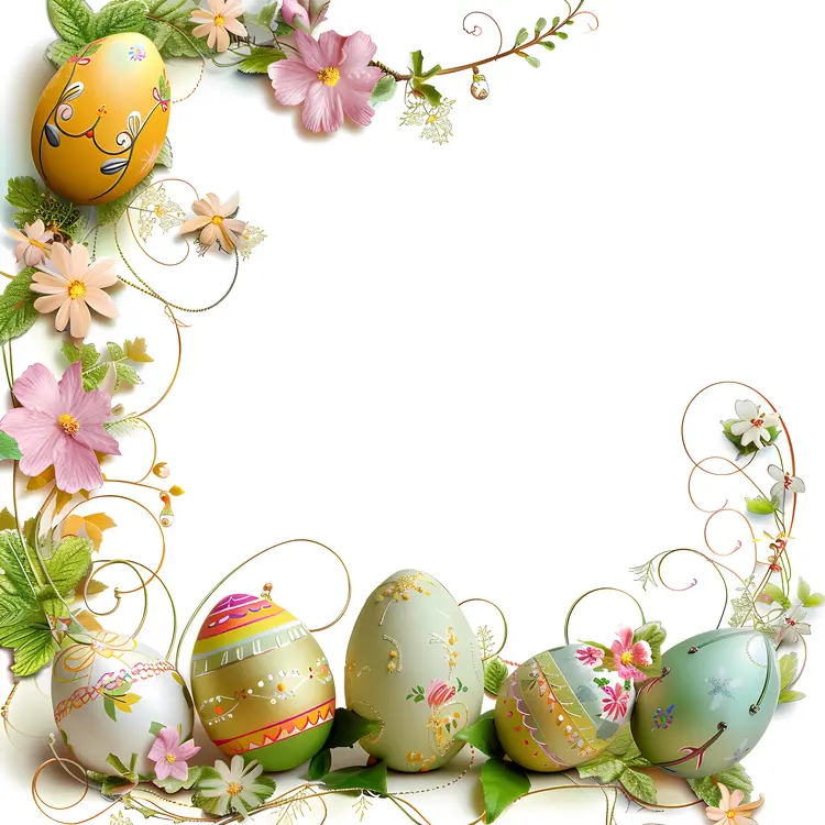 Elegant Easter Eggs with Floral Decorations