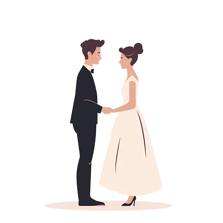 Couple Holding Hands in Formal Attire