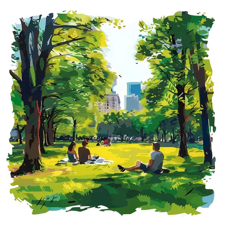 People Relaxing in a Green Park