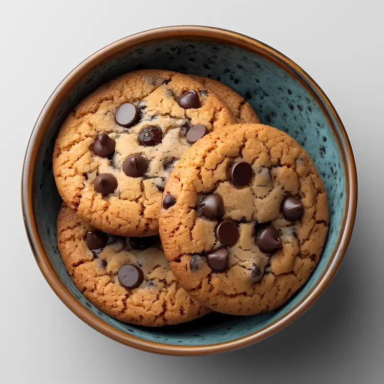 Appetizing Chocolate Chip Cookies in a Bowl