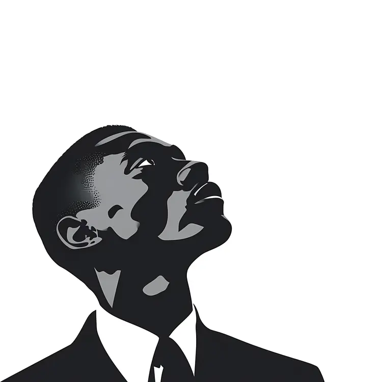 Black and White Portrait of a Man Looking Up