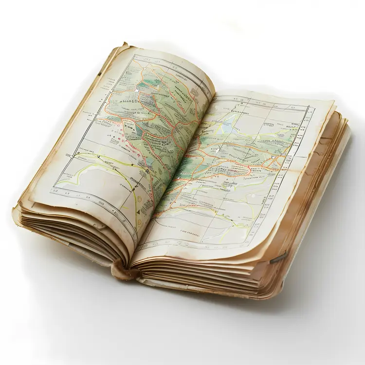 Old Map Book with Vintage Pages