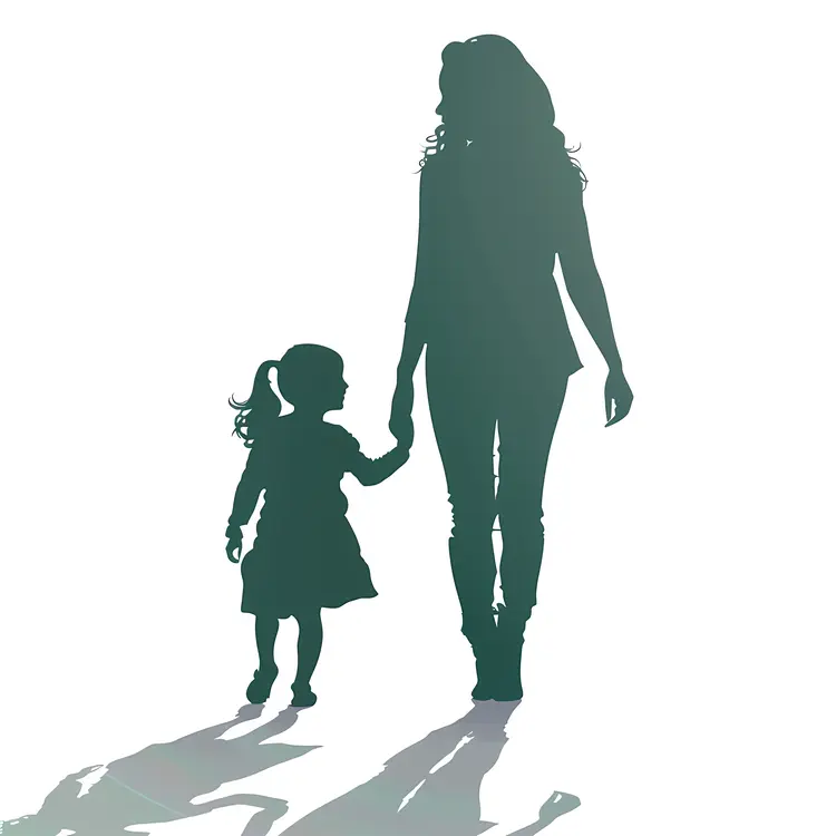 Mother and Child Walking Silhouette