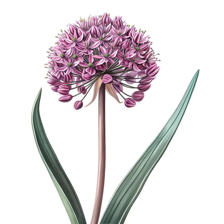 Purple Allium Blossom Illustration
