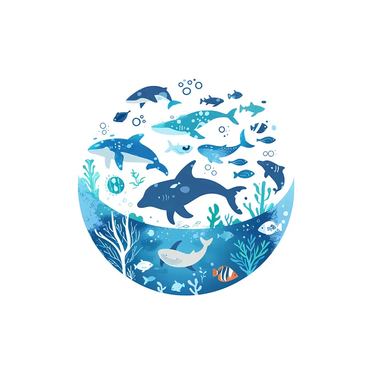 Underwater Marine Life Illustration