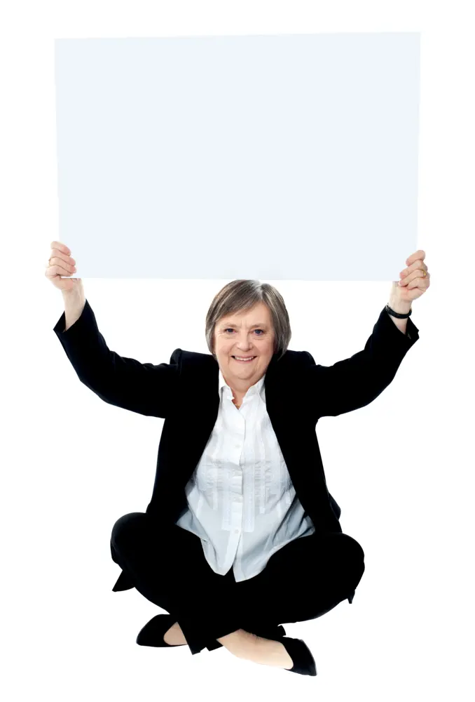 Businesswoman Holding Blank Sign