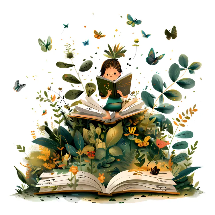 Child Reading in Nature
