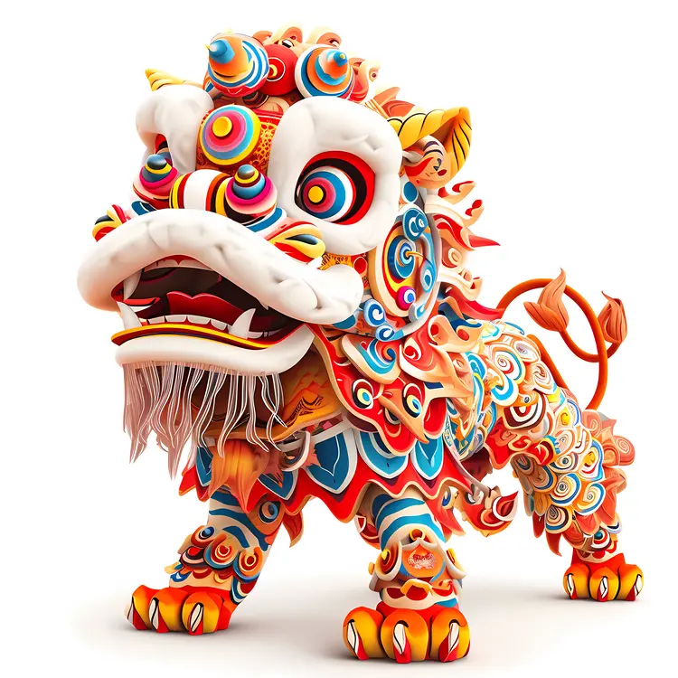Vibrant Traditional Lion Dance Figure