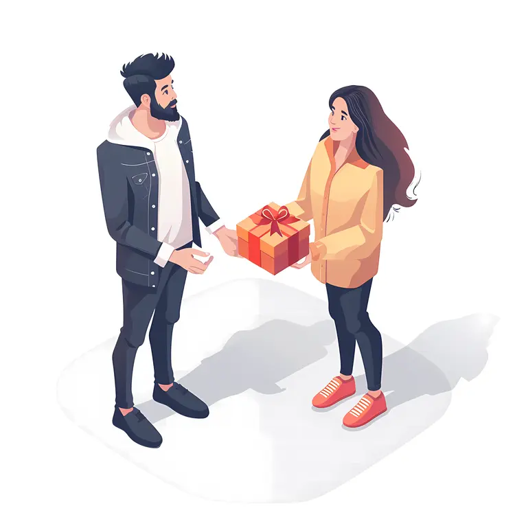 Couple Exchanging Gift