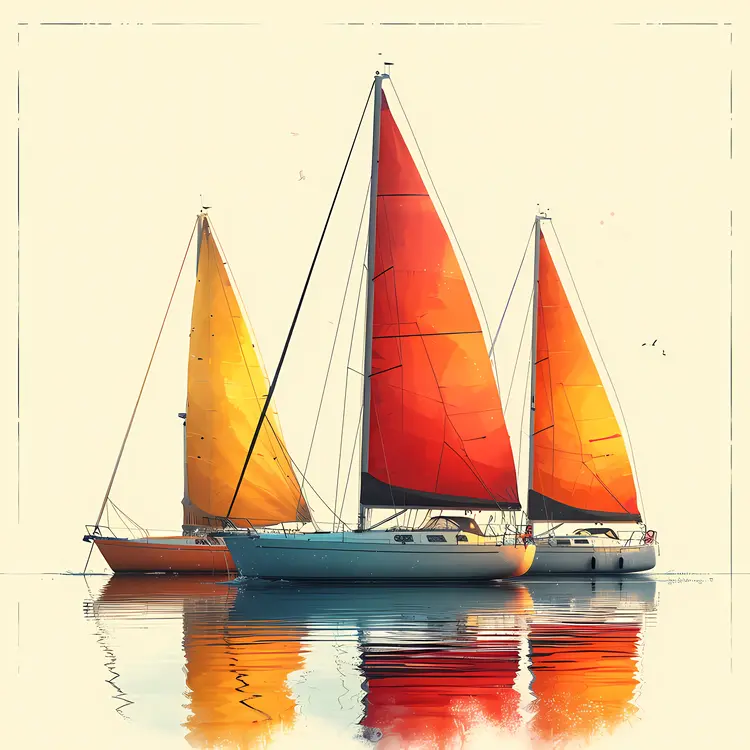 Vibrant Sailboats Reflecting on Water