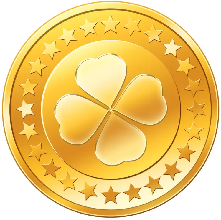 Gold Coin with Clover and Stars