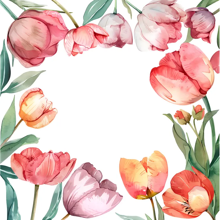 Colorful Tulip Floral Frame