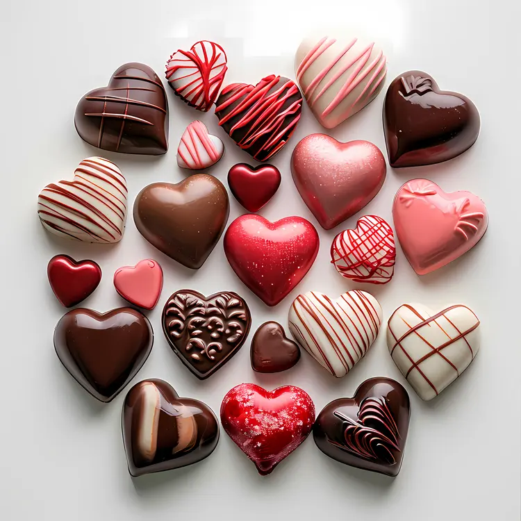 Assorted Heart-shaped Chocolates for Valentine's Day