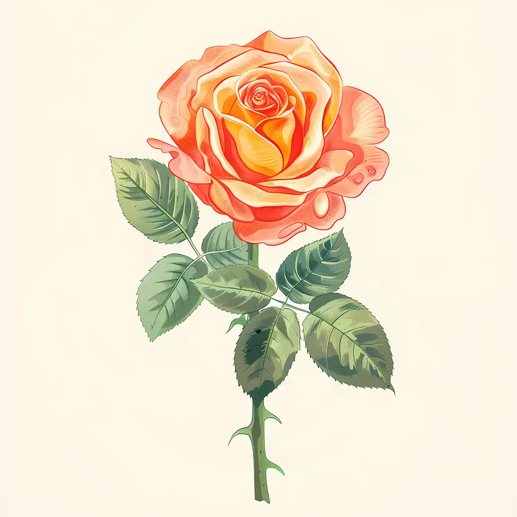 Orange Rose Illustration