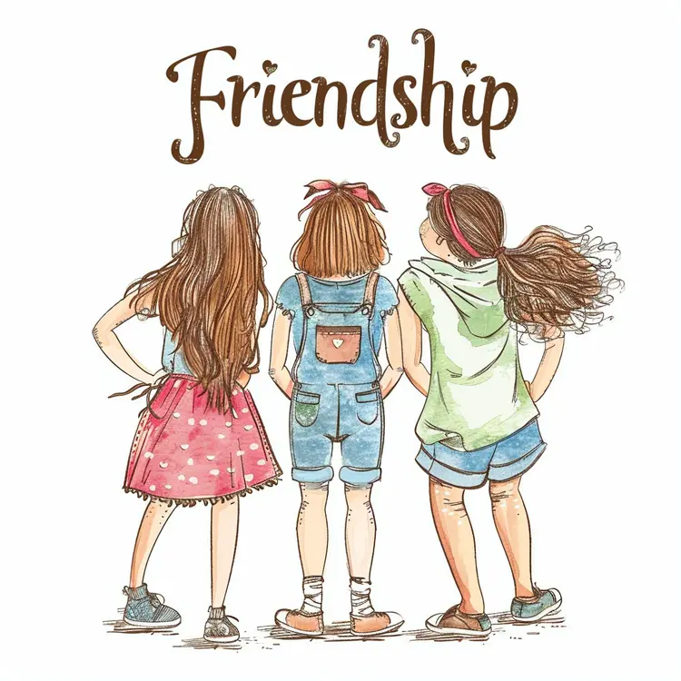 Colorful Illustration of Three Girls