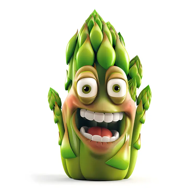 Funny Green Asparagus Cartoon Character
