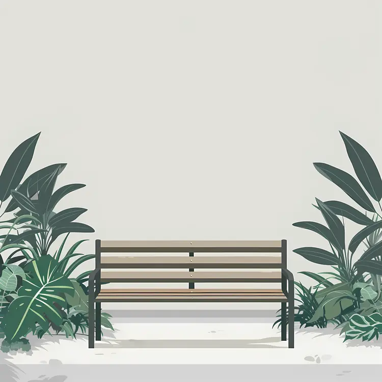Wooden Bench with Greenery