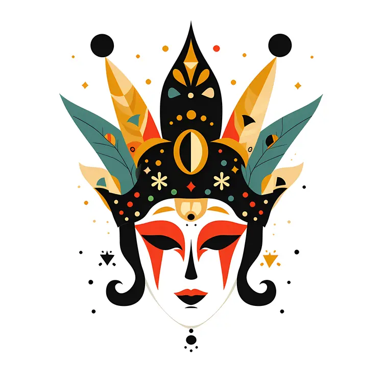 Decorative mask with feathers