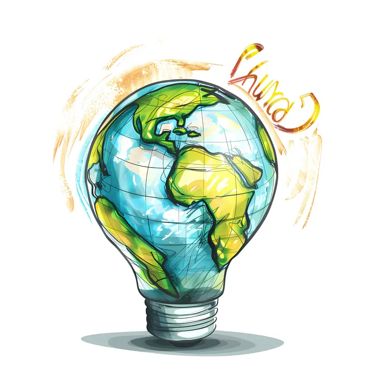 Earth in a Light Bulb Illustration