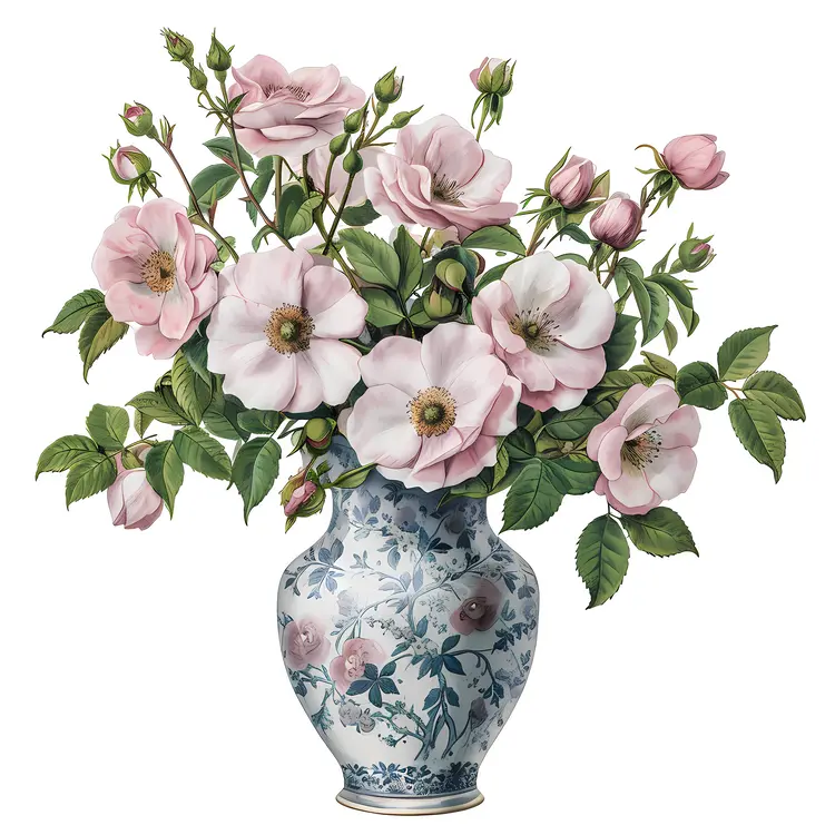 Beautiful Pink Flowers in a Decorative Vase