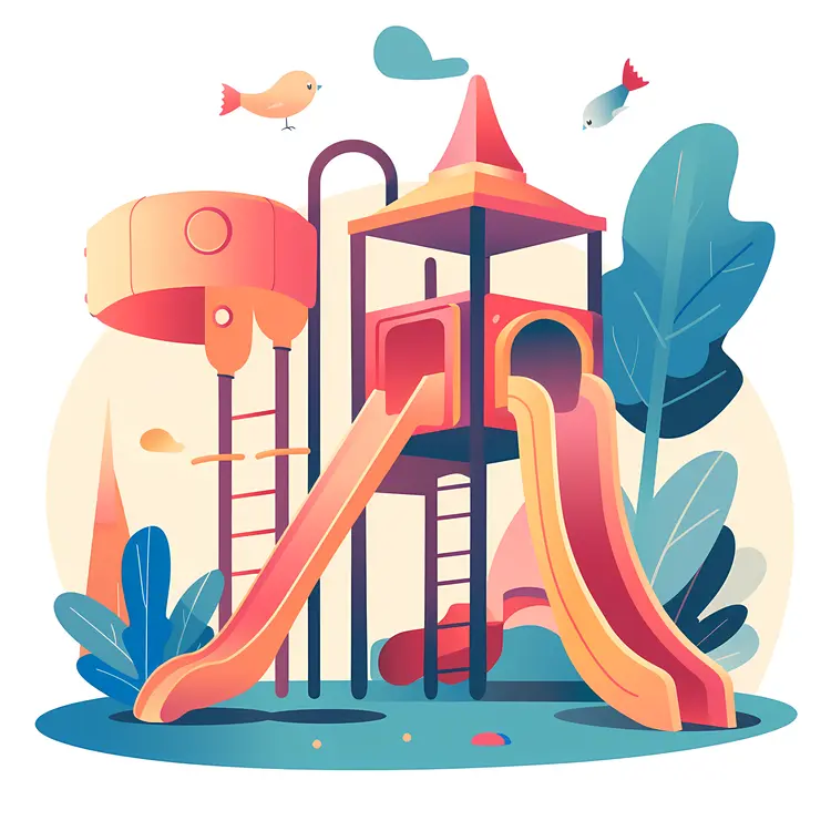 Playground with Colorful Slides
