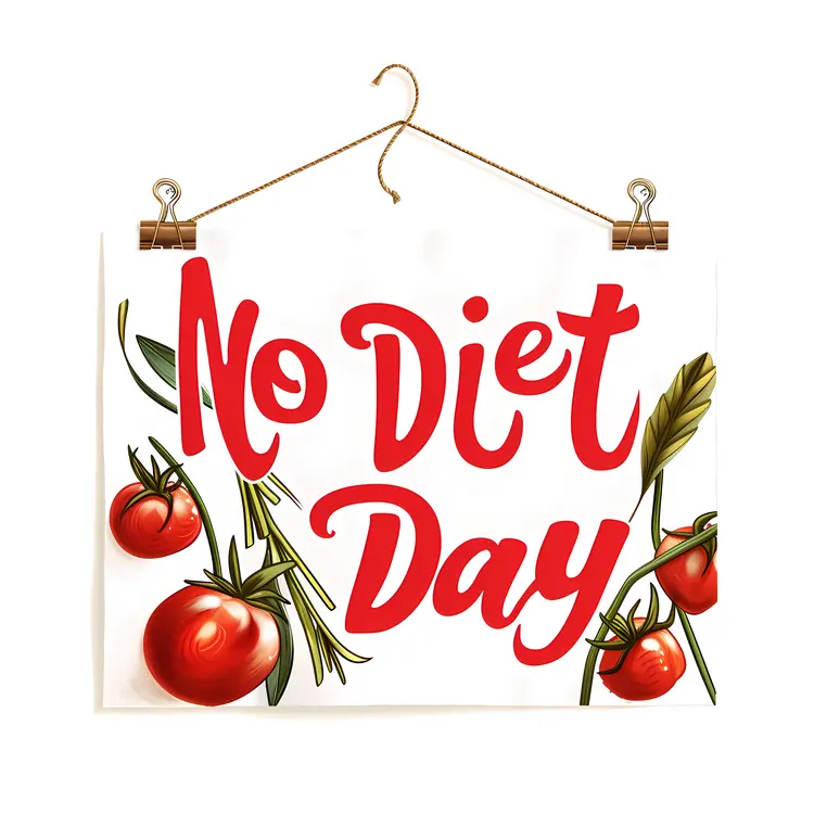 No Diet Day Celebration Sign with Tomatoes