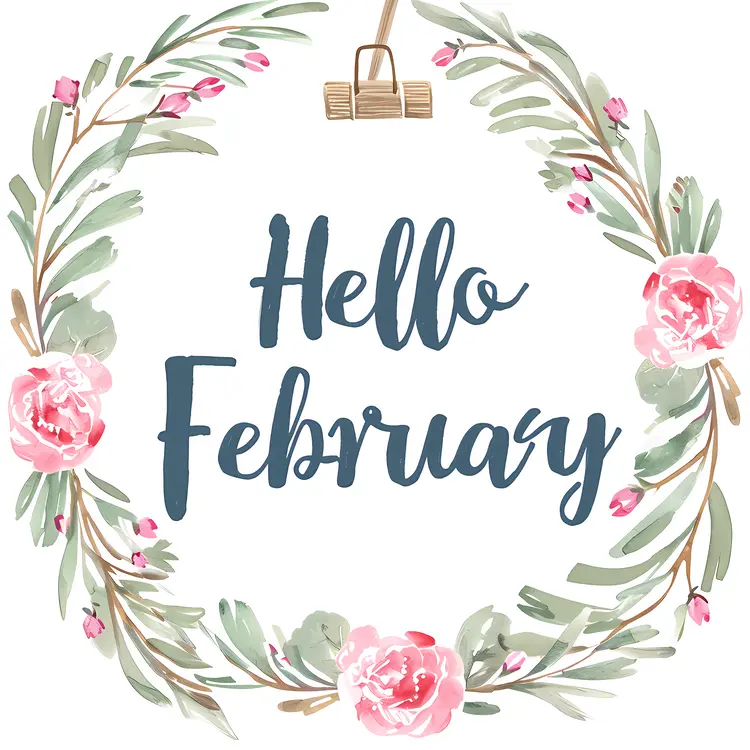 Hello February with Pink Flowers