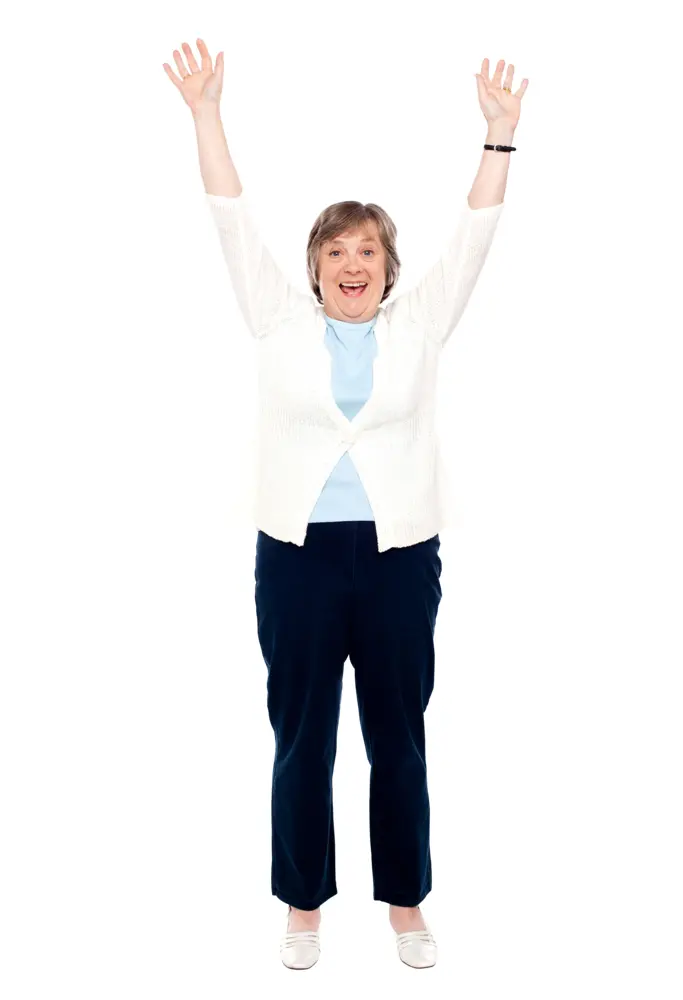 Joyful Woman in White Jacket