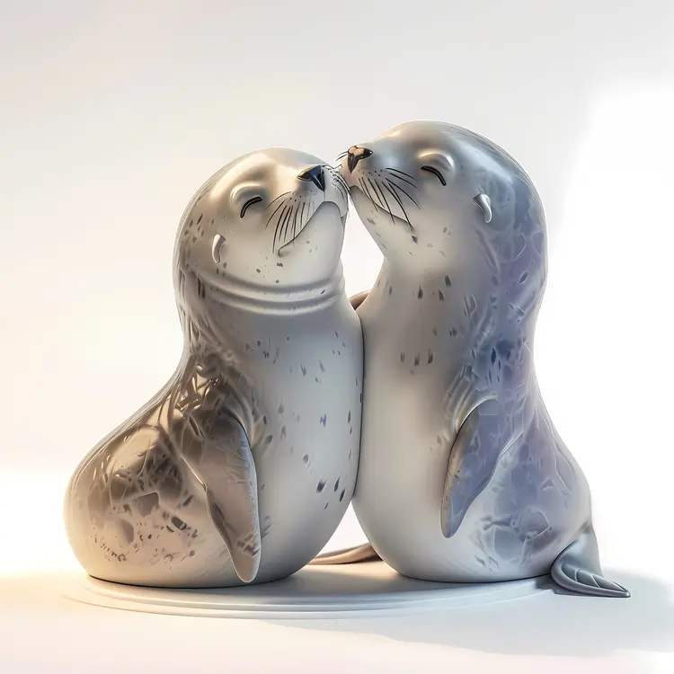 Cute Kissing Seals