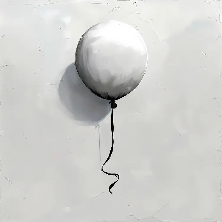 Black and White Balloon with String