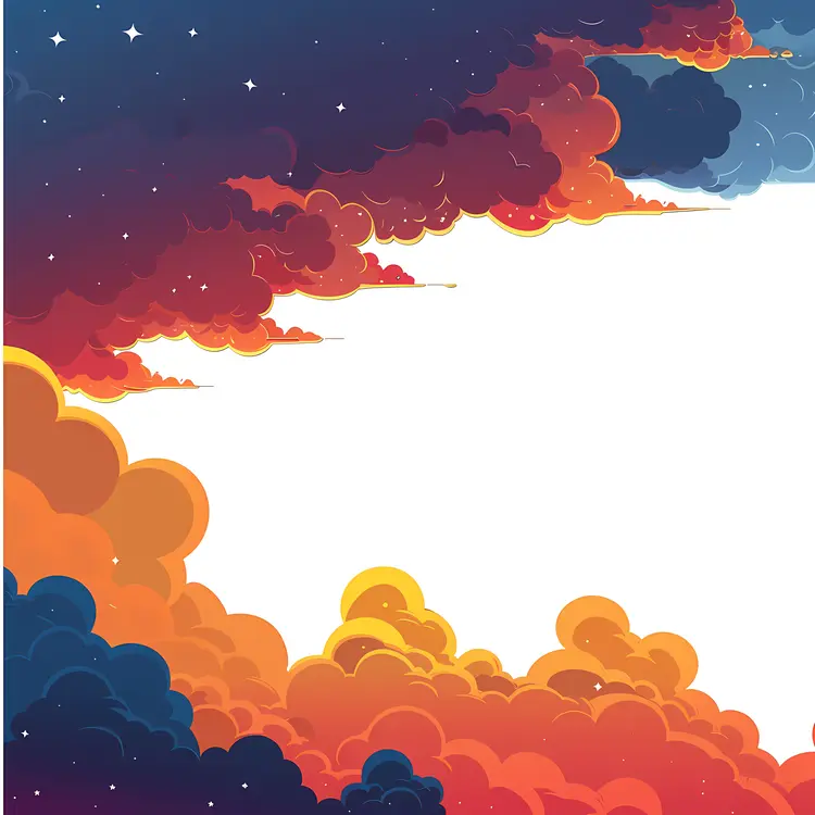 Colorful Clouds with Starry Sky