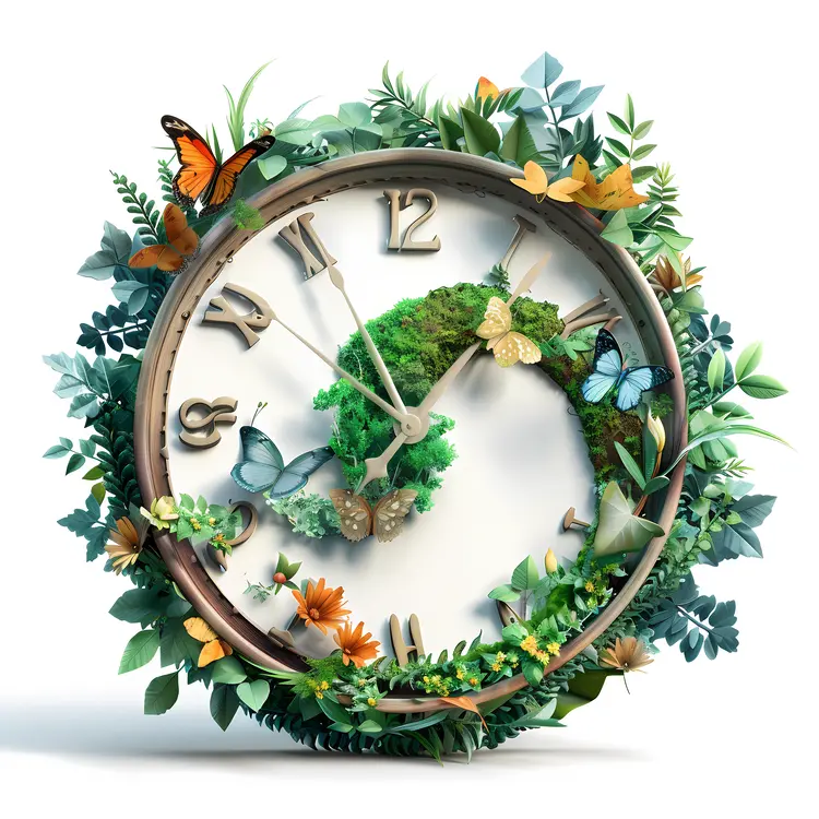 Decorative Clock with Butterflies and Flowers