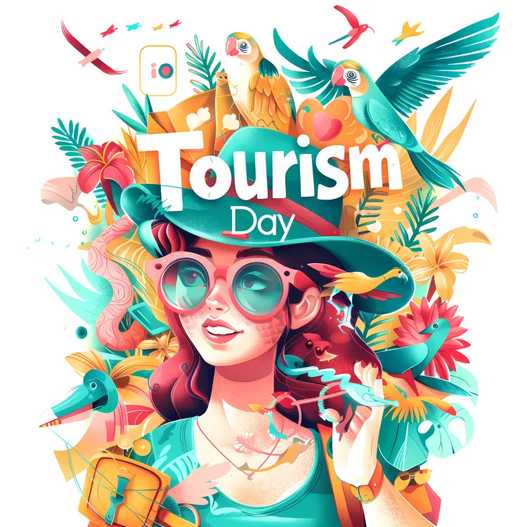 Tourism Day Celebration with Woman and Parrots