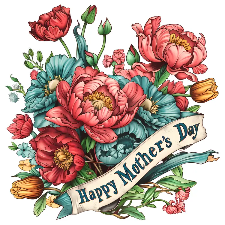 Happy Mother's Day Floral Illustration