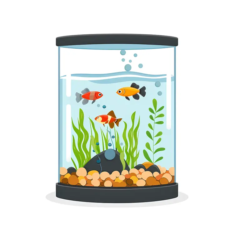 Cartoon Fish Tank with Multiple Fish