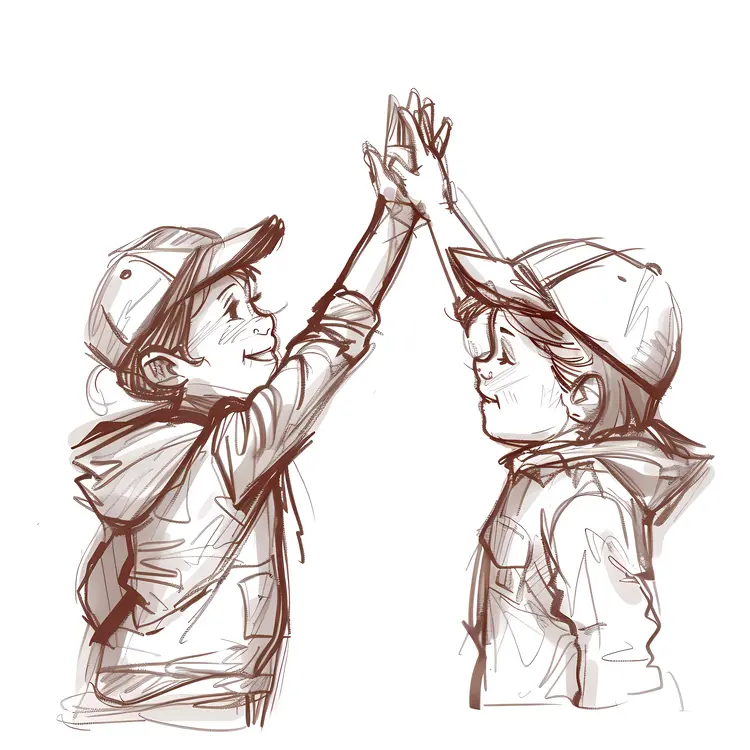 Kids High Five Gesture Sketch