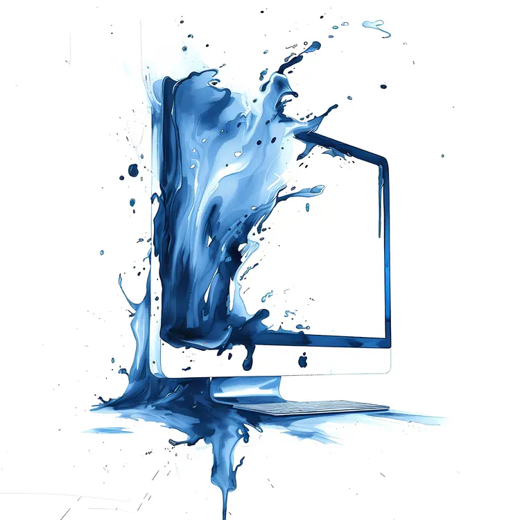 Splashing Blue Computer Monitor