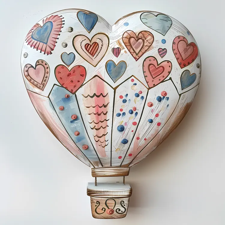 Heart-shaped Balloon with Love Patterns