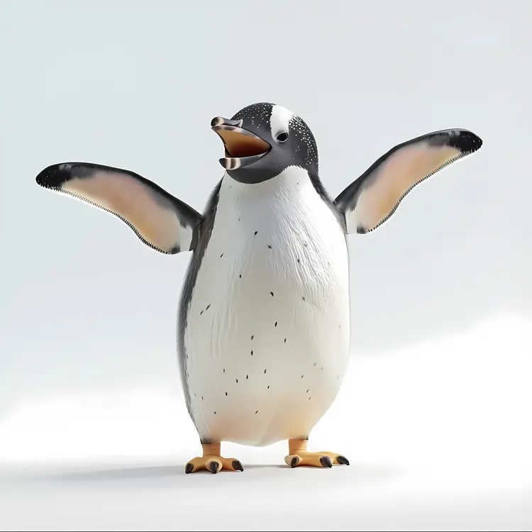 Happy Penguin with Open Wings