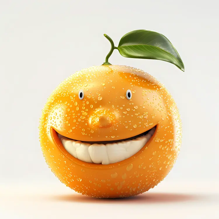 Smiling Orange with Leaf