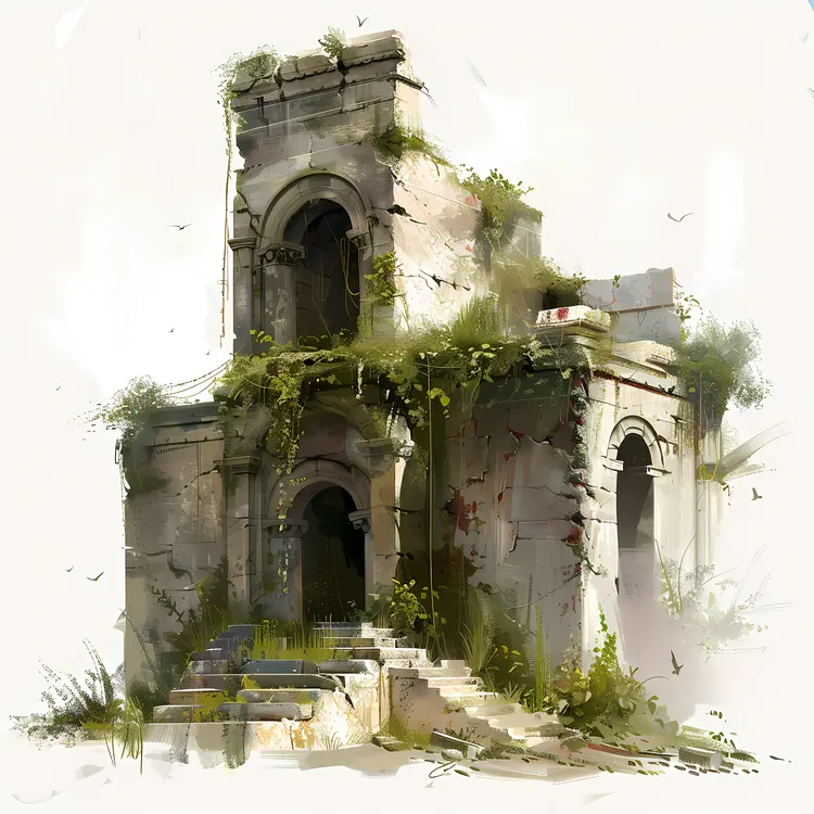 Ruined Building with Historic and Weathered Look