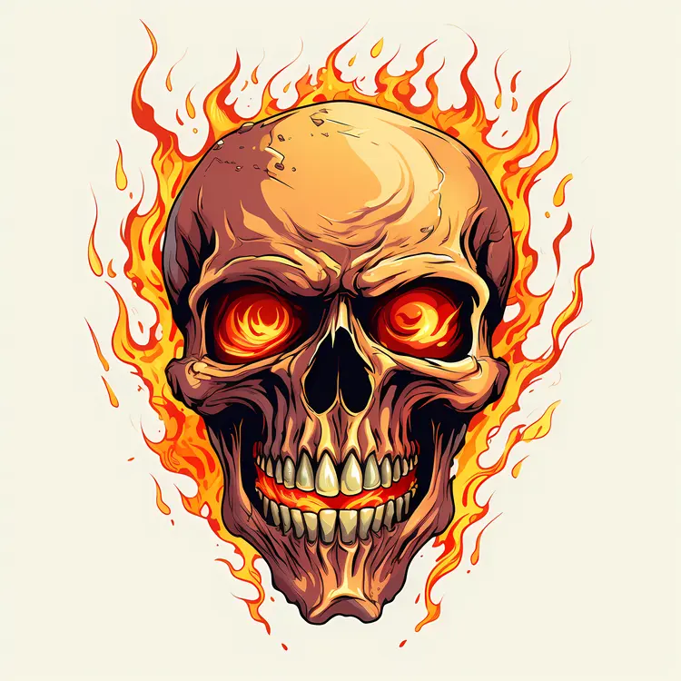 Flaming Skull with Intense Fire