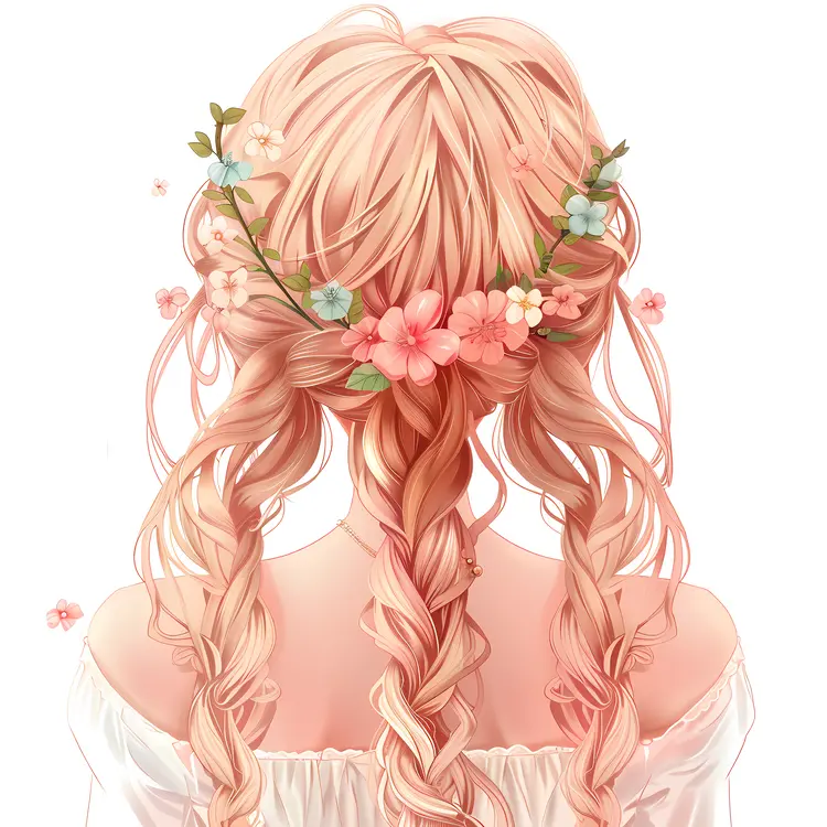 Blonde Hair with Flowers in Braids