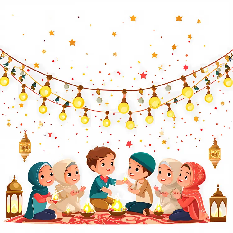 Children Celebrating with Lanterns