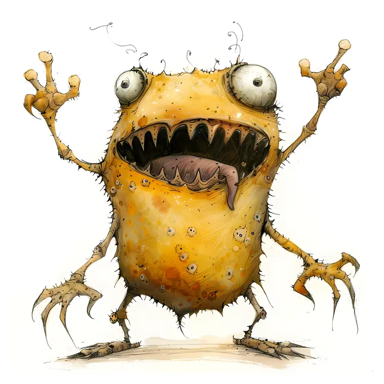 Yellow Monster with Big Eyes and Claws