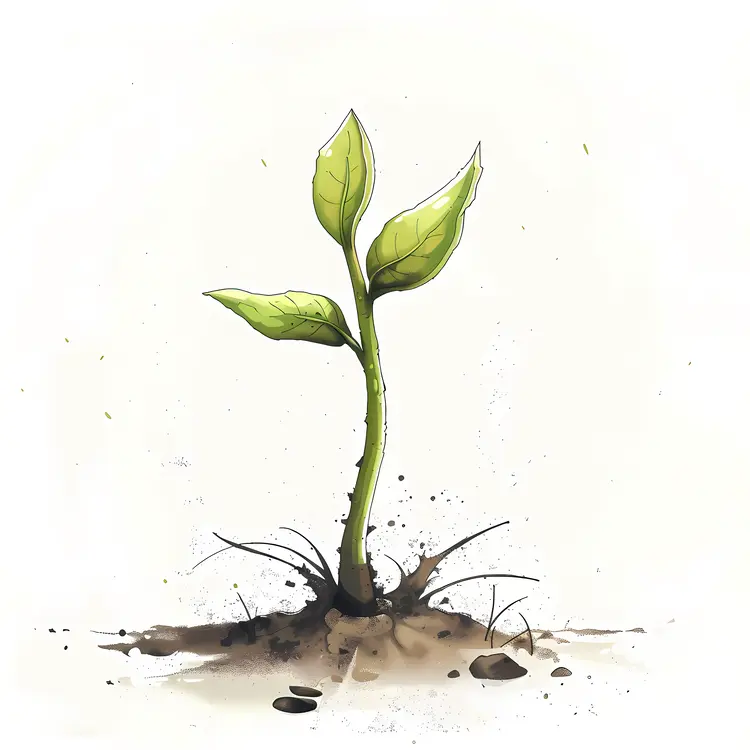 Single Green Sprout in Soil