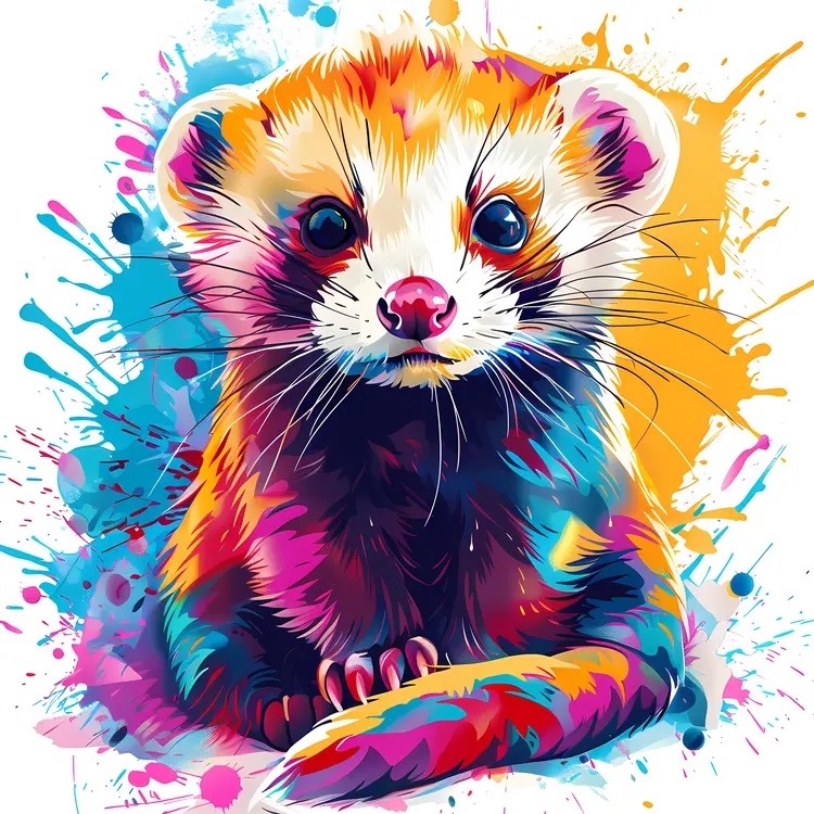 Colorful Ferret Art