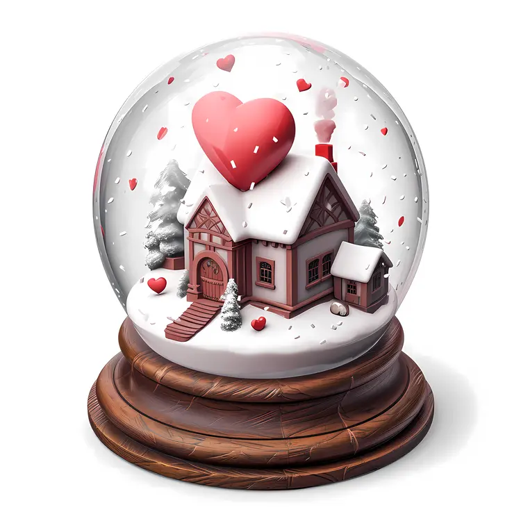 Snow Globe with House and Hearts