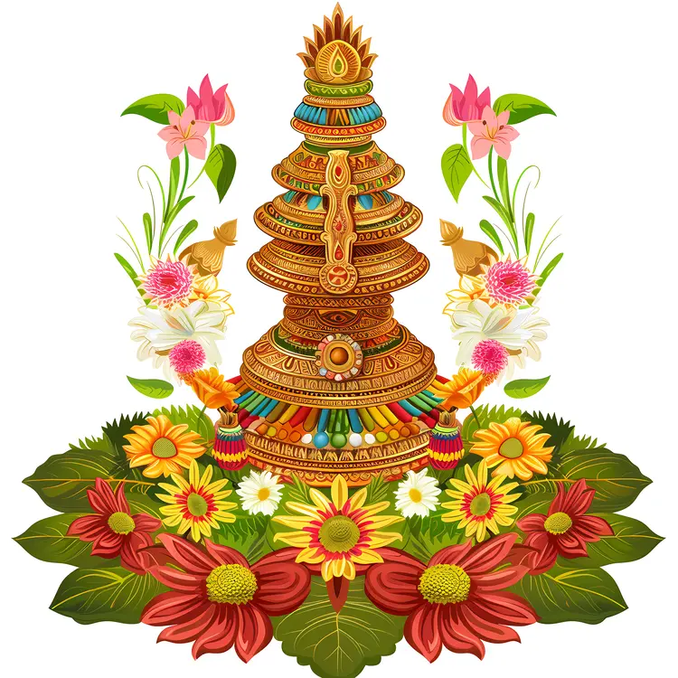 Colorful Decorative Tower with Flowers